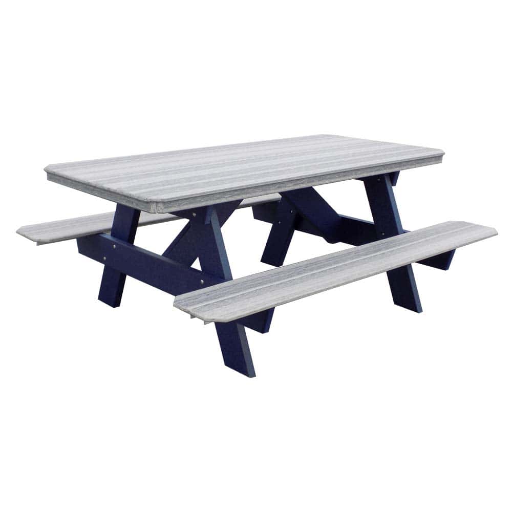 1020 6 6 Traditional Picnic Table In Navy And Stone &Amp;Amp;Ndash; Twin Hickory Rustics