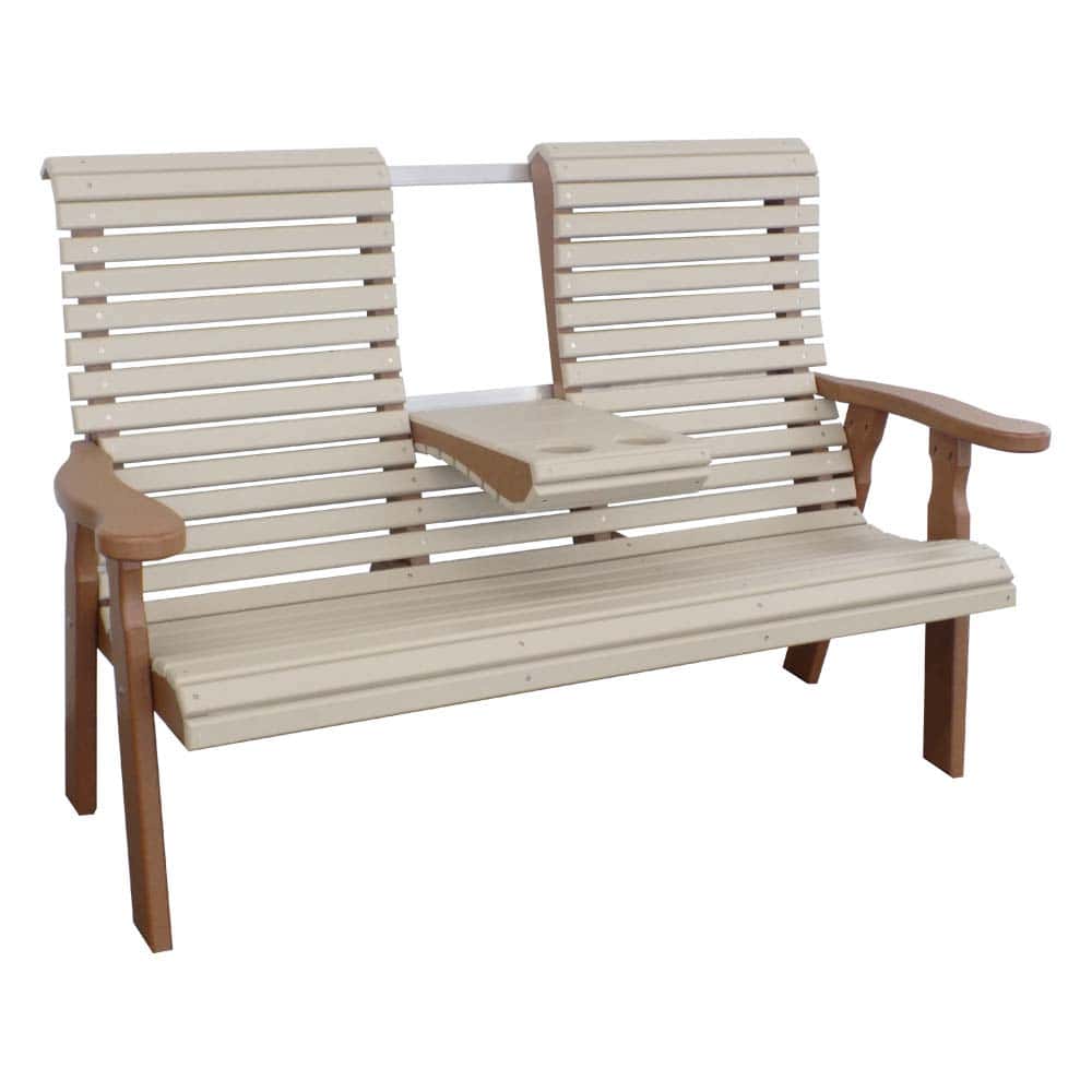 1042 5 Bench With Console In Sequoia And Sand &Amp;Amp;Ndash; Twin Hickory Rustics
