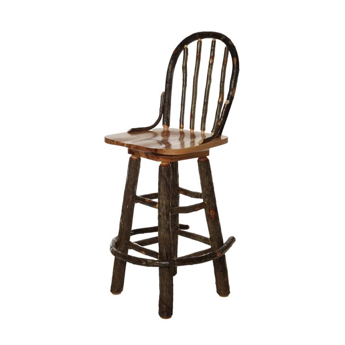 Rustic Hickory 30&Amp;Quot; Bow-Back Swivel Bar Stool