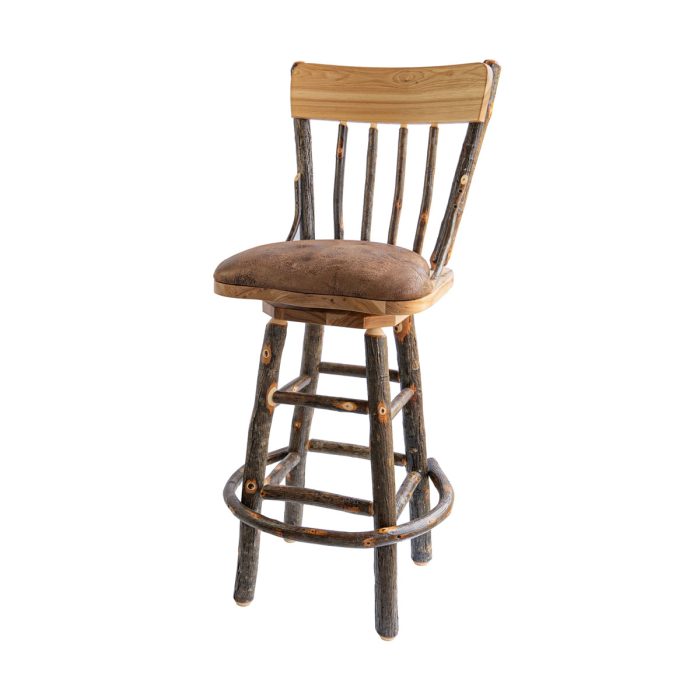 Rustic Hickory 30&Amp;Quot; Spindle-Back Swivel Bar Stool - Image 4