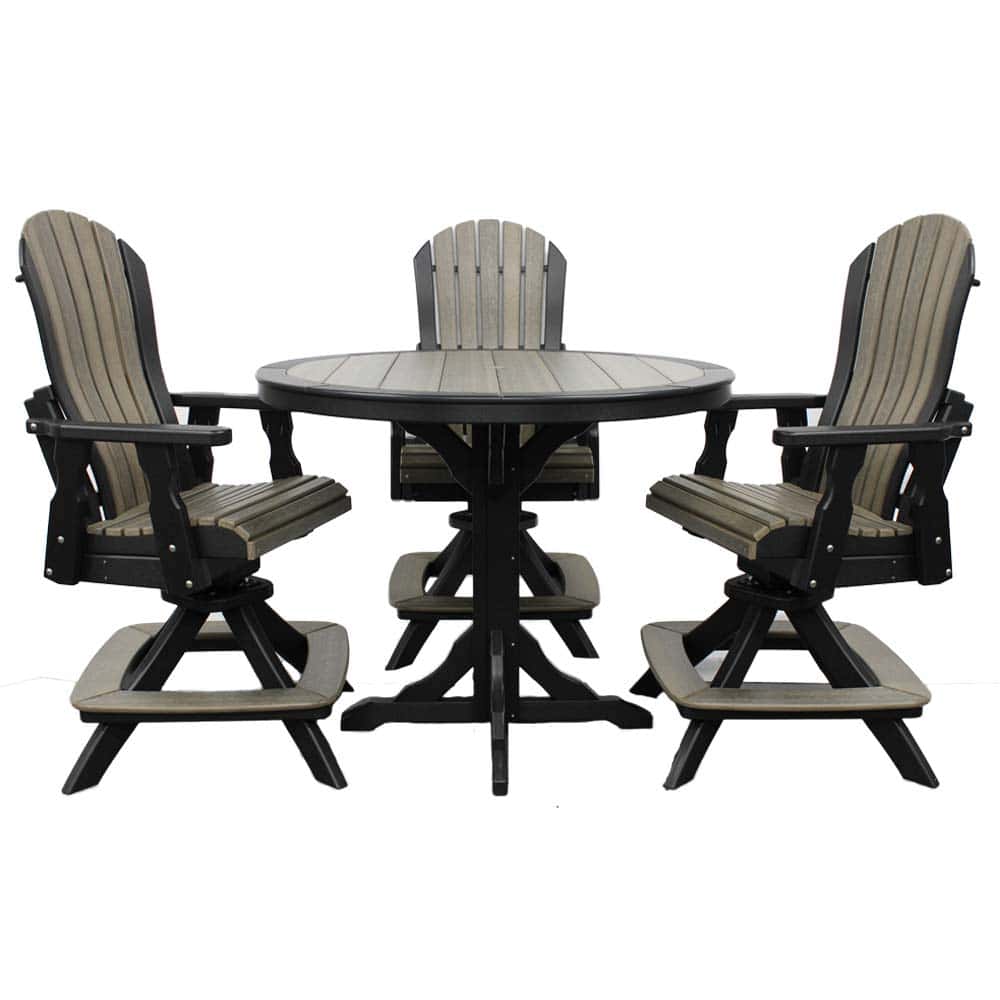 50 Pub Set Black And Barnboard Fourway Footrest With Lumbar Fan Cutout &Amp;Amp;Ndash; Twin Hickory Rustics
