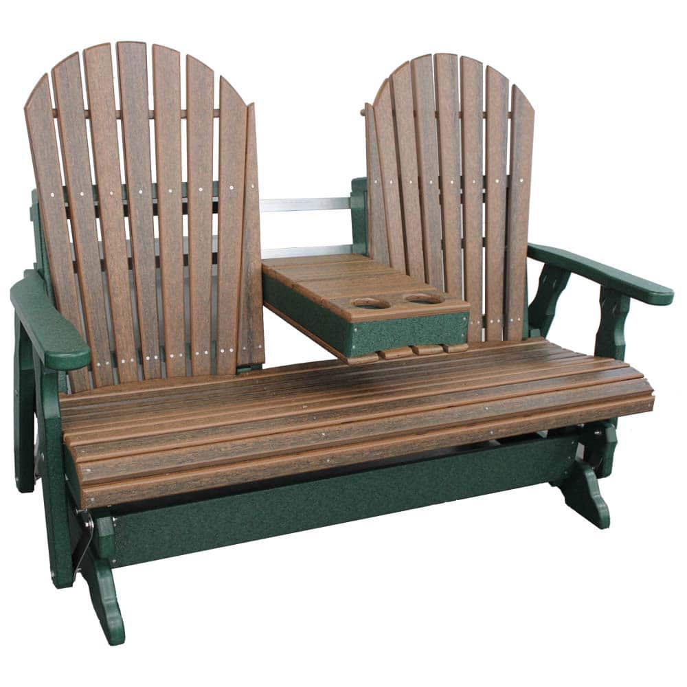 5 Glider With Console 1040 Highfanback Green And Walnut 1 &Amp;Amp;Ndash; Twin Hickory Rustics