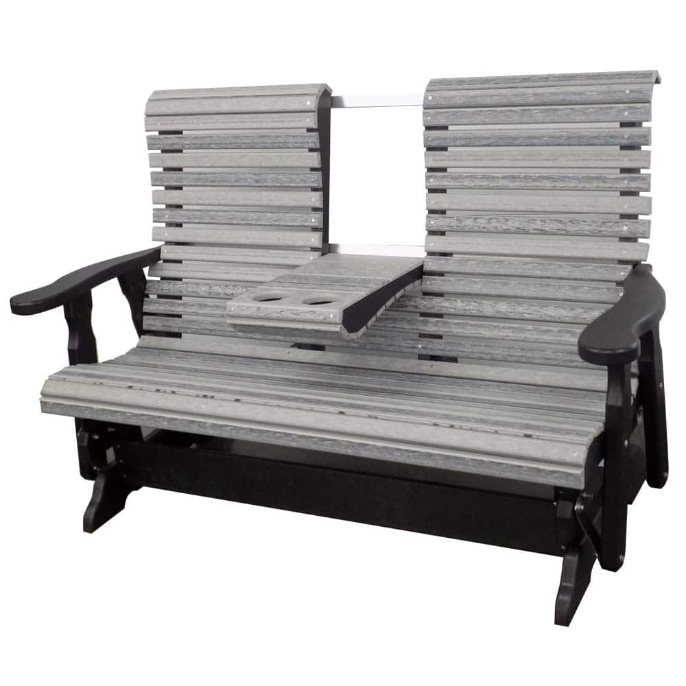5 Glider With Console 1040 Rollback Black And Stone Open &Amp;Amp;Ndash; Twin Hickory Rustics
