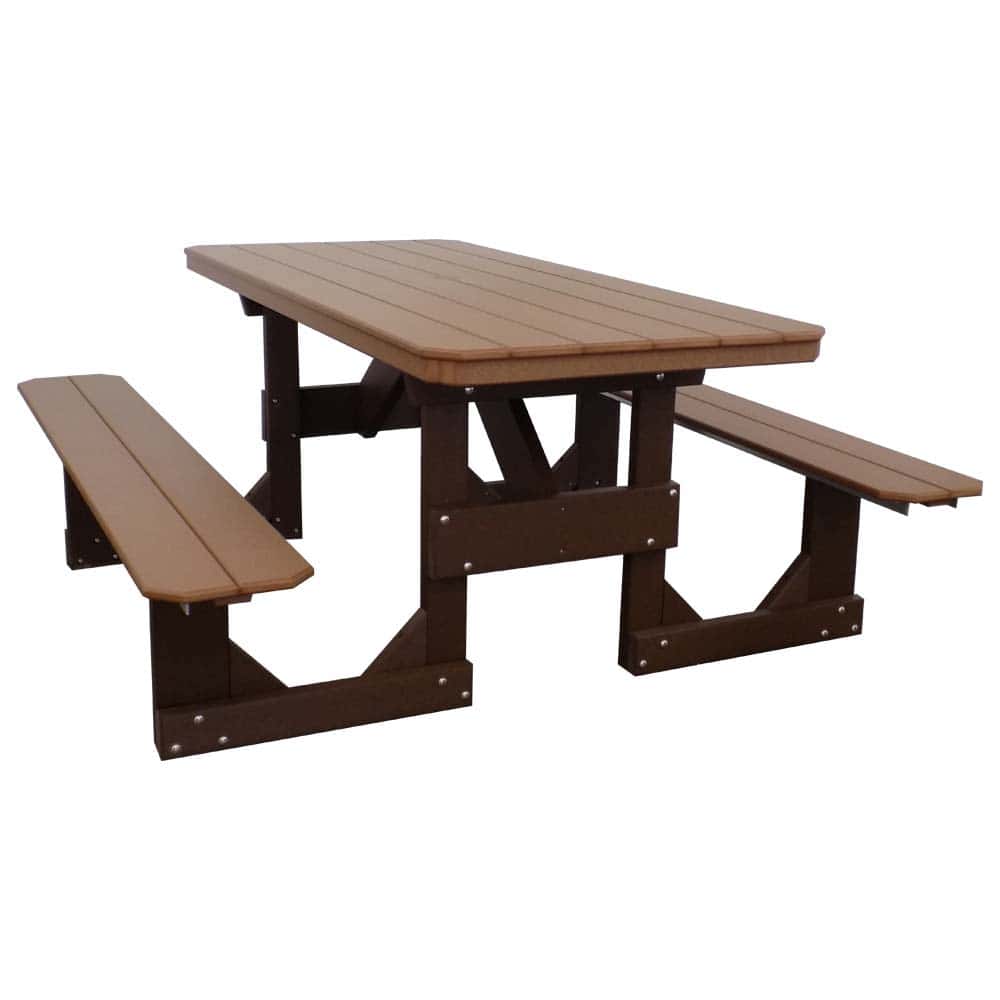 6 Walkthough Picnic Table 1020 1 6 Wt Brown And Sequoia &Amp;Amp;Ndash; Twin Hickory Rustics