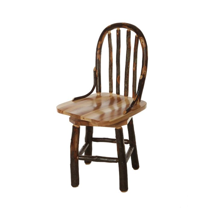 Rustic Hickory Bow-Back Swivel Dining Chair