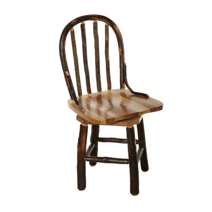 Rustic Hickory Bow-Back Swivel Dining Chair - Image 2