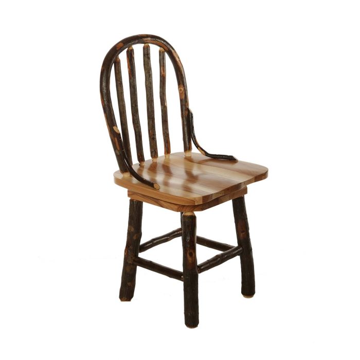 Rustic Hickory Bow-Back Swivel Dining Chair - Image 3