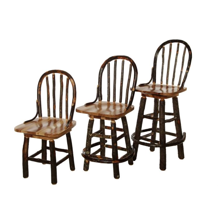 Rustic Hickory Bow-Back Swivel Dining Chair - Image 6
