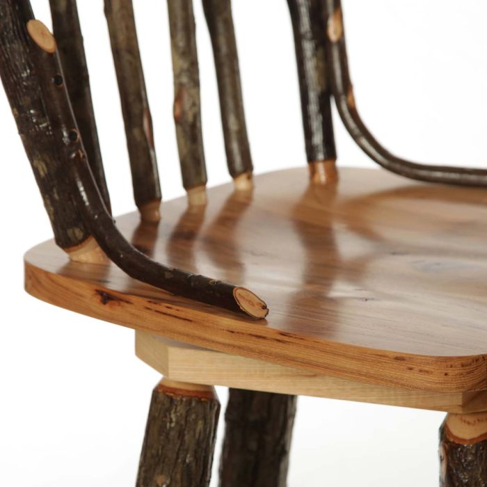 Rustic Hickory Bow-Back Swivel Dining Chair - Image 4