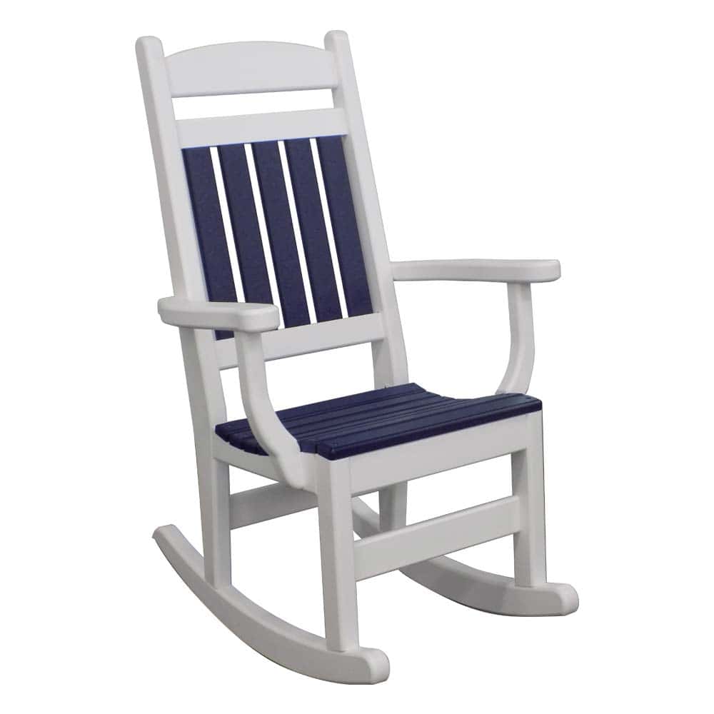 Farmhouse Rocker 1027 White And Navy &Amp;Amp;Ndash; Twin Hickory Rustics
