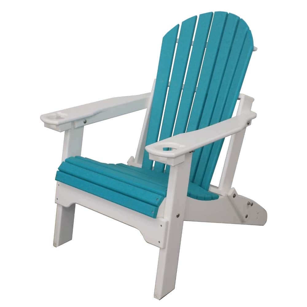 Folding Adirondack In White And Teal &Amp;Amp;Ndash; Twin Hickory Rustics