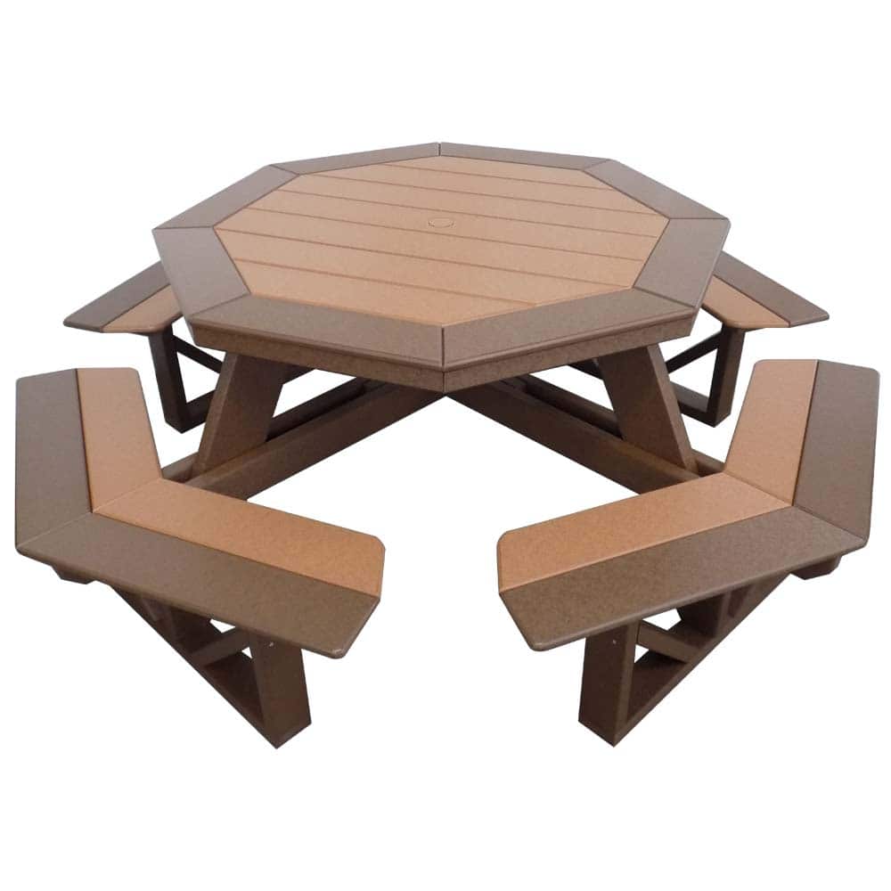 Octagon Picnic Table 1021 Brown And Sequoia &Amp;Amp;Ndash; Twin Hickory Rustics