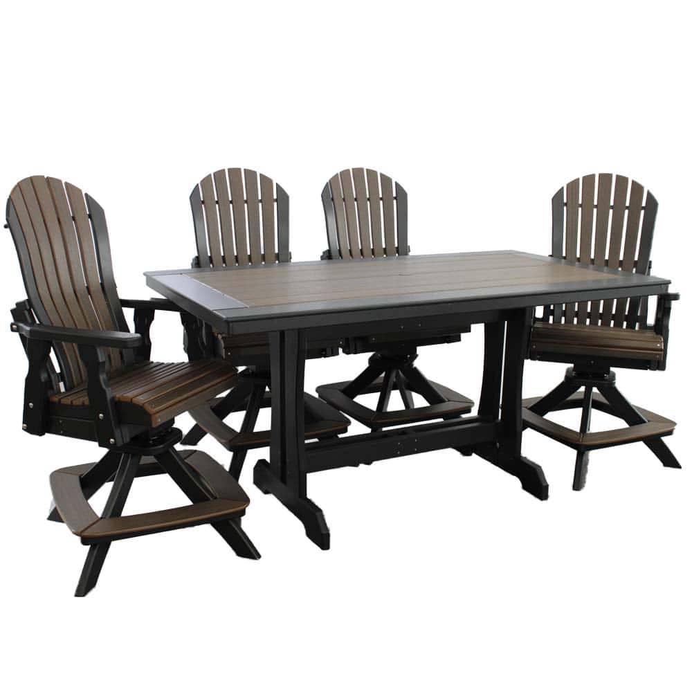 Rectangle Trestle Pub Set Black And Brazillian Lumbar Fan Cutout &Amp;Amp;Ndash; Twin Hickory Rustics
