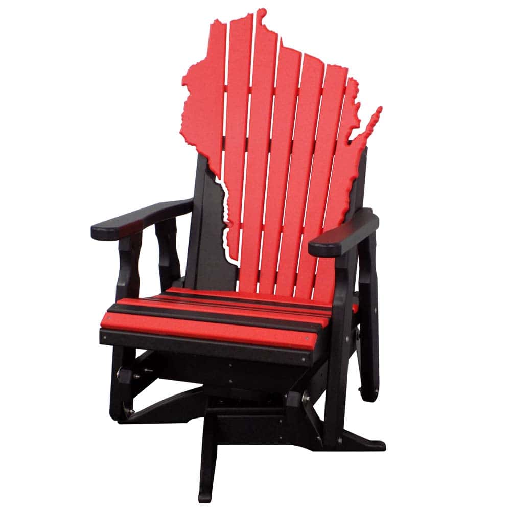 Swivel Glider 1006 Wisconsin Back Black And Red &Amp;Amp;Ndash; Twin Hickory Rustics