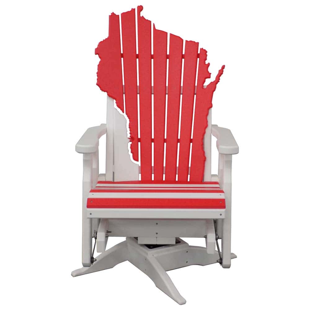 Swivel Glider 1006 Wisconsin Back White And Red &Amp;Amp;Ndash; Twin Hickory Rustics