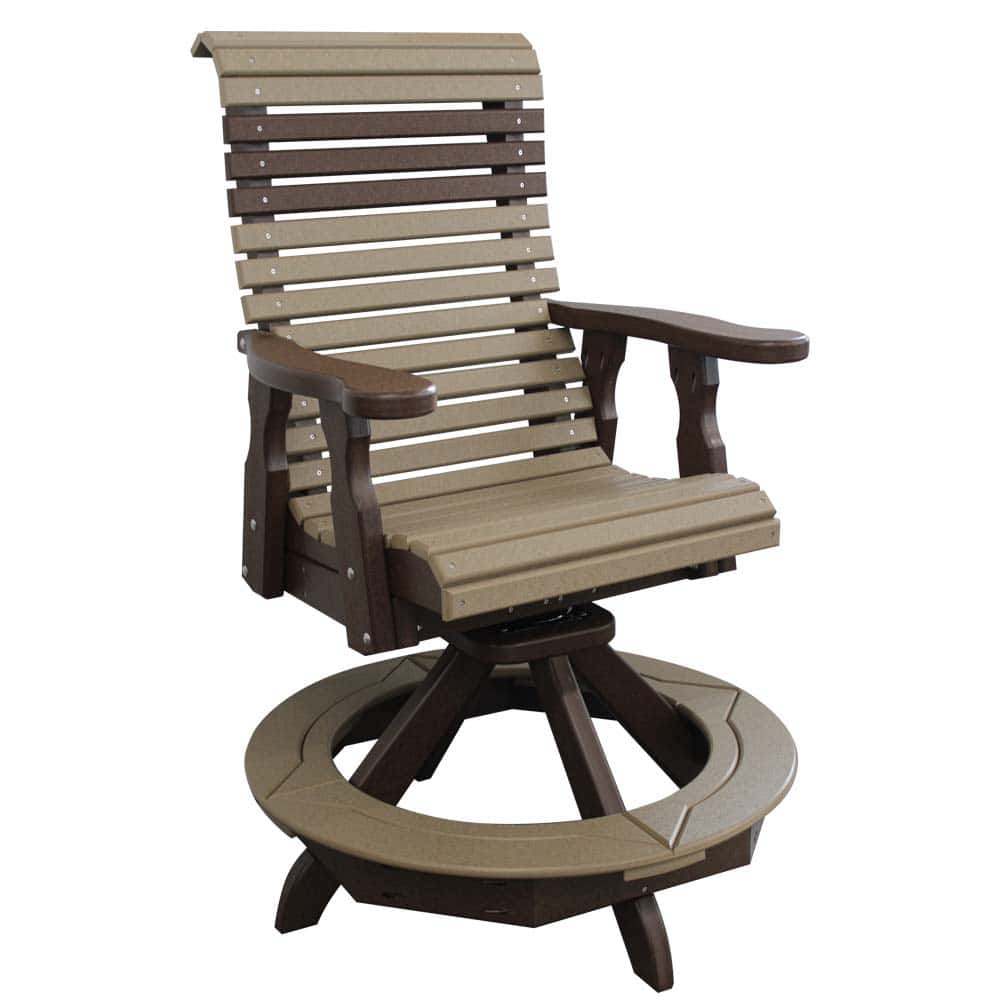 Swivel Pub Chair 1004 B Rollback Brown And Weatherwood &Amp;Amp;Ndash; Twin Hickory Rustics